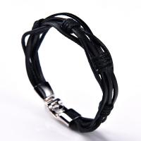 Bracciale corda in pelle, lega in zinco, with Pelle, placcato, multistrato & unisex, colori misti, 210x10mm, Venduto da PC