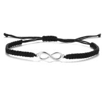 Zinklegering armbandkettingen, Zinc Alloy, met Textiel binnenwerk Cord, Nummer 8, voor paar, meer kleuren voor de keuze, Lengte 27 cm, Verkocht door PC