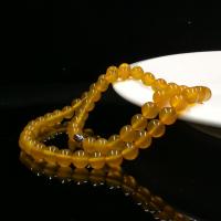 Yellow Calcedony Svetry Náhrdelník, Kolo, Vytesaný, leštěný & unisex, žlutý, 8mm, Prodáno za 54 cm Strand