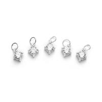 Sterling zilver hanger met micro-paved kubieke zirconia's, 925 sterling zilver, Plein, plated, DIY & met zirkonia, meer kleuren voor de keuze, 5.50x5.50x3.45mm, Gat:Ca 1.8mm, Verkocht door PC