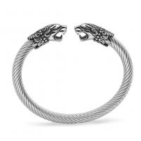 Titanium Stål Cuff Bangle, Drage, Unisex & justerbar, 190-230mm, Solgt af PC