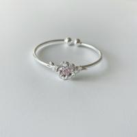 metal Brazalete, Flor, chapado en color de plata, para mujer & con diamantes de imitación, Vendido por UD