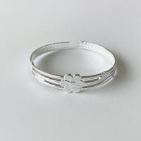 metal Brazalete, Flor, chapado en color de plata, Ajustable & para mujer & hueco, Vendido por UD