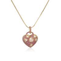 Collana in ottone di stesa Micro zircone cubico, with 1.96 inch extender chain, Placcato oro 18K, Micro spianare cubic zirconia & per la donna, nessuno, 21x27mm, Lunghezza Appross. 15.74 pollice, Venduto da PC