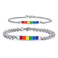 Coppia braccialetto e braccialetto, acciaio inox, placcato, disegno del Rainbow & unisex & smalto, nessuno, Venduto da PC