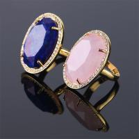 Anillos de Gemas, metal, con Piedras preciosas, chapado en color dorado, diferentes materiales para la opción & micro arcilla de zirconia cúbica & para mujer & facetas, más colores para la opción, libre de níquel, plomo & cadmio, 25x18x5mm, diámetro interior:aproximado 17mm, Vendido por UD