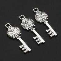 Zinc Alloy Key Pendler, Nøgle, oprindelige farve, 41mm, Ca. 333pc'er/Bag, Solgt af Bag