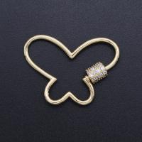 cobre Dane-se o Carabiner Lock Charms., Borboleta, banhado, DIY & micro pavimento em zircônia cúbica, dourado, 25x34mm, vendido por PC