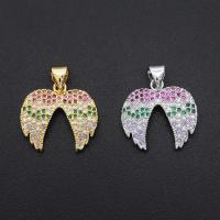 Cubic Zirconia Micro Pave Brass Pendant Angel Wing plated DIY & micro pave cubic zirconia Sold By PC