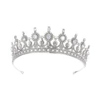 Tiaras, Cinko lydinys, Karūna, platinos spalva padengtas, mikro nutiesti kubinių Zirconia & moters & su Kalnų krištolas, 350x65mm, Pardavė PC