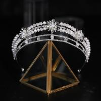 Tiaras, Strass, with Concha de resina & liga de zinco, Coroa, para mulher & com strass, prateado, 310x48mm, vendido por PC