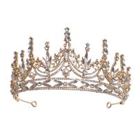 Tiaraer, Zinc Alloy, Crown, forgyldt, for kvinde & med rhinestone, flere farver til valg, 150x85mm, Solgt af PC