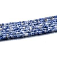 Blue Speckle Stone Kraal, Rond plat, gepolijst, blauw, 2x4mm, Per verkocht Ca 15.35 inch Strand