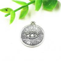 Pendentifs en alliage de zinc, Placage, avec diagramme de l'œil & DIY, argent, 17.50x2mm, Vendu par PC