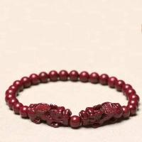 Fashion Cinnabar Bracelet with Natural Stone Mythical Wild Animal Unisex fuchsia Length 18 cm Sold By PC