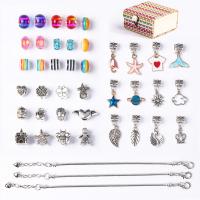 Kinderen DIY String parels Set, Zinc Alloy, met Lampwork, plated, Meisje, 70x70x37mm, Lengte Ca 7 inch, Verkocht door Stel