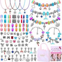 Kinderen DIY String parels Set, Zinc Alloy, met Lampwork, plated, Meisje & Europese stijl, 140x120x50mm, Verkocht door Stel