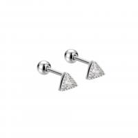 Sterling Silver Jewelry orecchino, 925 sterline d'argento, Triangolo, placcato, per la donna & con strass, nessuno, 4x4.4mm, 3mm, Venduto da coppia