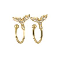 925 sterline d'argento Clip orecchino, placcato, per la donna & con strass, nessuno, 10mm, 9.3mm, 2.5mm, Venduto da coppia