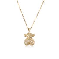 Collier en laiton cubique Zircon Micro Pave, avec 1.96 inch chaînes de rallonge, Plaqué or 18K, pavé de micro zircon & pour femme, 17x26mm, Longueur Environ 15.74 pouce, Vendu par PC