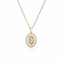 Collier en laiton cubique Zircon Micro Pave, avec 1.96 inch chaînes de rallonge, Plaqué or 18K, pavé de micro zircon & pour femme & émail, blanc, 17x29mm, Longueur Environ 15.74 pouce, Vendu par PC