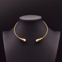 Ожерелье Мода Choker, Латунь, с Пресноводные жемчуги, 18K позолоченный, Регулируемый & Женский, продается PC