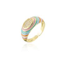 Messing Manchet Finger Ring, gold plated, Verstelbare & micro pave zirconia & voor vrouw & glazuur, 18mm, Verkocht door PC