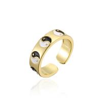 Messing Manchet Finger Ring, gold plated, Verstelbare & Tai Ji & voor vrouw & glazuur, meer kleuren voor de keuze, 18mm, Verkocht door PC