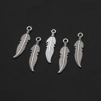 Zink legering Feather Pendler, Zinc Alloy, oprindelige farve, 27mm, Ca. 1000pc'er/Bag, Solgt af Bag