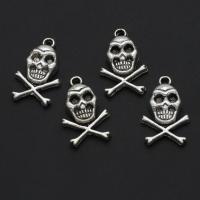 Sinkkiseos Skull riipukset, Kallo, Halloween koruja lahjaksi, alkuperäinen väri, 23mm, N. 500PC/laukku, Myymät laukku