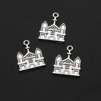 Zinc Alloy Pendler, House, oprindelige farve, 21mm, Ca. 500pc'er/Bag, Solgt af Bag