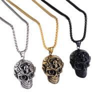 Stainless Steel smycken halsband, 304 rostfritt stål, Skull, plated, mode smycken & för människan, fler färger för val, 38x31mm, Längd 23.62 inch, Säljs av PC