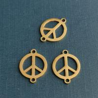 Ruostumaton teräs Liitin, Peace Logo, päällystetty, muoti korut, enemmän värejä valinta, nikkeli, lyijy ja kadmium vapaa, 14x1.20x19mm, Myymät PC