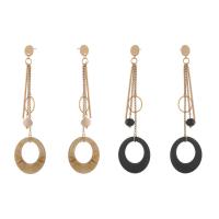 Acetaatblad Drop Earring, met Legering, voor vrouw, meer kleuren voor de keuze, 90x26mm, Verkocht door pair