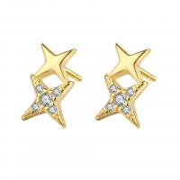 925 Sterling Silver Stud Earrings plated for woman & with rhinestone Sold By Pair