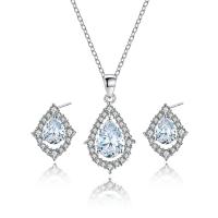 Cubic Zirconia Micro monili in lega di zinco Pave, Orecchino a bottone & Collana, lega in zinco, with cubico zircone, placcato, per la donna, nessuno, assenza di nichel,piombo&cadmio, Venduto da set