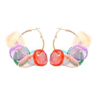 Boucles d'oreilles en alliage de zinc, avec lacet & perle de plastique, Placage, pour femme, plus de couleurs à choisir, protéger l'environnement, sans nickel, plomb et cadmium, 52x55mm, Vendu par paire