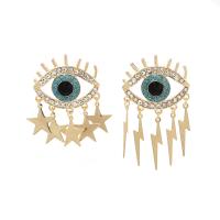 Rhinestone Ørering, Zinc Alloy, med Natursten, Evil Eye, for kvinde & med rhinestone, gylden, nikkel, bly & cadmium fri, 60x34mm, Solgt af par