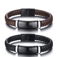 Microfiber PU Armbånd, med Stainless Steel, for mennesket, flere farver til valg, 27x12mm, Længde 8.27 inch, Solgt af PC