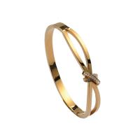 Rustfrit stål Bangle, Stainless Steel, for kvinde & med rhinestone, gylden, 58x48mm, Solgt af PC