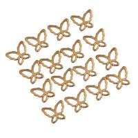 Messing Schmuck Anhänger, Schmetterling, plattiert, kein Loch, goldfarben, 15x12x1.20mm, 100PCs/Tasche, verkauft von Tasche