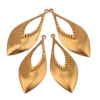 Messing Schmuck Anhänger, Tropfen, goldfarben, 53x22x0.60mm, 100PCs/Tasche, verkauft von Tasche