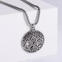 Collana in acciaio inossidabile, 304 acciaio inox, gioielli di moda & albero della vita di disegno & unisex, colore originale, 43x38.50x4mm, Lunghezza 23.62 pollice, Venduto da PC