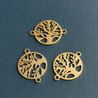 RVS Verbinder, Roestvrij staal, Tree of Life, plated, mode sieraden, meer kleuren voor de keuze, nikkel, lood en cadmium vrij, 22x1.20x17mm, Verkocht door PC