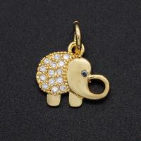 Cubic Zirconia Micro Pave bronze Pingente, cobre, Elefante, banhado, DIY & micro pavimento em zircônia cúbica, dourado, 10x12mm, vendido por PC