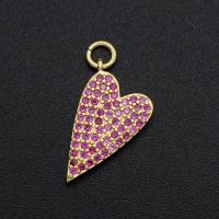 Cubique Pendentif en laiton zircon pavent, coeur, Placage, DIY & pavé de micro zircon, couleurs mélangées, 10x17mm, Vendu par PC