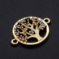 Kubik Zirkonium mikro bana Mässing Kontaktdon, Tur Tree, plated, DIY & micro bana cubic zirconia, blandade färger, 16x21mm, Säljs av PC