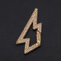 Brass Sieraden Sluitingen, Messing, Lightning Symbol, plated, DIY & micro pave zirconia, gouden, 18x38mm, Verkocht door PC