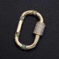 Messing Schroef Carabiner Lock Charms, plated, DIY & micro pave zirconia, gemengde kleuren, 20x29mm, Verkocht door PC