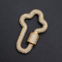 cobre Dane-se o Carabiner Lock Charms., banhado, DIY & micro pavimento em zircônia cúbica, dourado, 23x36mm, vendido por PC